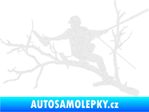 Samolepka Dřevorubec 006 levá prořezání ve výškách Ultra Metalic bílá