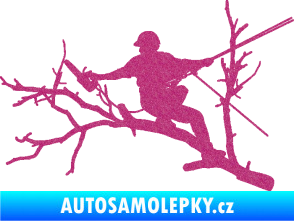 Samolepka Dřevorubec 006 levá prořezání ve výškách Ultra Metalic růžová