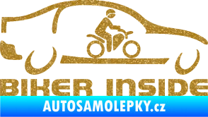 Samolepka Biker inside 001 motorkář v autě Ultra Metalic zlatá