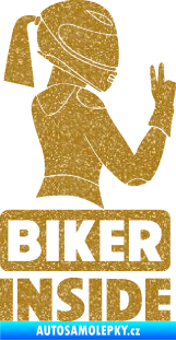 Samolepka Biker inside 004 pravá motorkářka Ultra Metalic zlatá