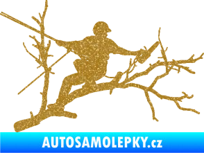 Samolepka Dřevorubec 006 pravá prořezání ve výškách Ultra Metalic zlatá