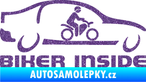 Samolepka Biker inside 001 motorkář v autě Ultra Metalic fialová