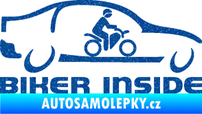 Samolepka Biker inside 001 motorkář v autě Ultra Metalic modrá