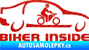 Samolepka Biker inside 001 motorkář v autě 3D karbon červený