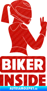 Samolepka Biker inside 004 pravá motorkářka 3D karbon červený