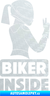 Samolepka Biker inside 004 pravá motorkářka 3D karbon bílý