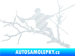 Samolepka Dřevorubec 006 levá prořezání ve výškách 3D karbon bílý