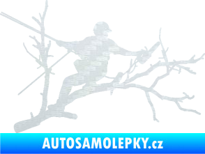Samolepka Dřevorubec 006 pravá prořezání ve výškách 3D karbon bílý