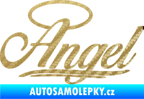 Samolepka Angel nápis 3D karbon zlatý