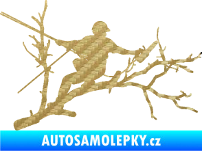 Samolepka Dřevorubec 006 pravá prořezání ve výškách 3D karbon zlatý