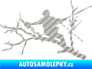 Samolepka Dřevorubec 006 levá prořezání ve výškách 3D karbon stříbrný