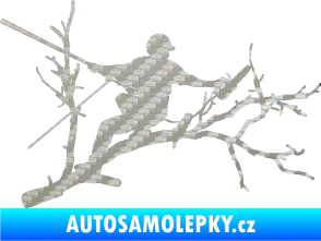 Samolepka Dřevorubec 006 pravá prořezání ve výškách 3D karbon stříbrný