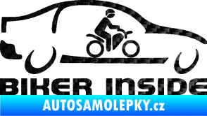 Samolepka Biker inside 001 motorkář v autě 3D karbon černý