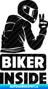 Samolepka Biker inside 003 pravá motorkář 3D karbon černý