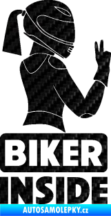 Samolepka Biker inside 004 pravá motorkářka 3D karbon černý