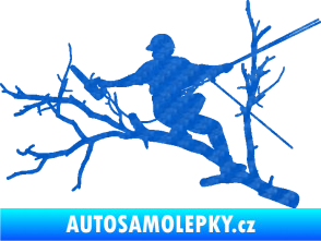 Samolepka Dřevorubec 006 levá prořezání ve výškách 3D karbon modrý