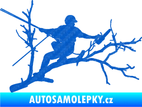 Samolepka Dřevorubec 006 pravá prořezání ve výškách 3D karbon modrý