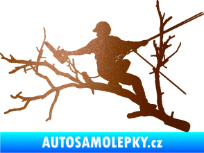 Samolepka Dřevorubec 006 levá prořezání ve výškách měděná metalíza