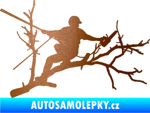Samolepka Dřevorubec 006 pravá prořezání ve výškách měděná metalíza