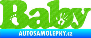 Samolepka Baby nápis otisk ručky a nožky 3D karbon zelený kawasaki