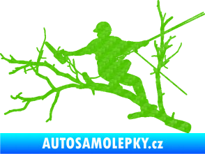 Samolepka Dřevorubec 006 levá prořezání ve výškách 3D karbon zelený kawasaki
