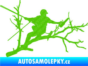 Samolepka Dřevorubec 006 pravá prořezání ve výškách 3D karbon zelený kawasaki