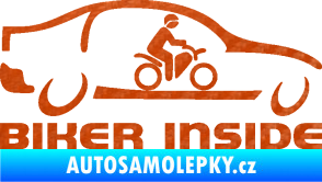 Samolepka Biker inside 001 motorkář v autě 3D karbon oranžový
