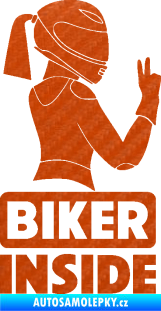 Samolepka Biker inside 004 pravá motorkářka 3D karbon oranžový