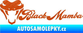 Samolepka Black mamba nápis 3D karbon oranžový