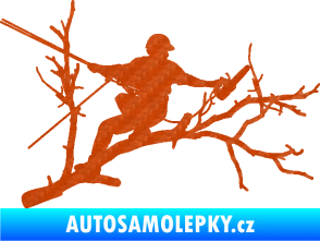Samolepka Dřevorubec 006 pravá prořezání ve výškách 3D karbon oranžový