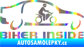 Samolepka Biker inside 001 motorkář v autě Holografická