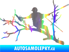 Samolepka Dřevorubec 006 levá prořezání ve výškách Holografická