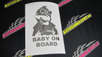 Samolepka Baby on board 001 levá s textem miminko s brýlemi a s mašlí