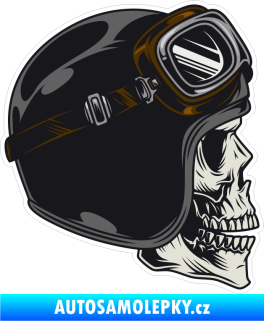 Samolepka Barevná lebka 061 pravá motorkář s helmou