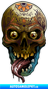 Samolepka Barevná lebka 063 levá ozdobná zombie