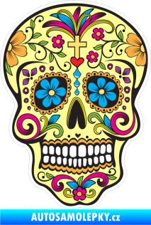 Samolepka Barevná lebka 144 mexický motiv květin