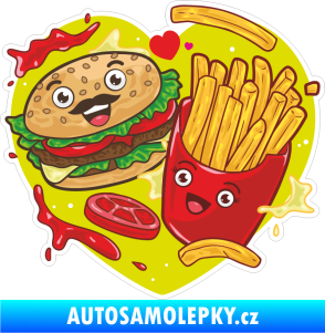 Samolepka Barevný hamburger s hranolky levá