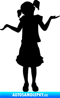 Samolepka Děti silueta 001 levá holčička krčí rameny černá