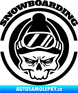 Samolepka Lebka snowboarding černá