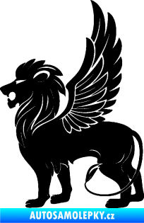 Samolepka Okřídlený lev 001 levá mytické zvíře černá