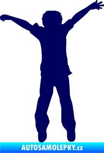 Samolepka Děti silueta 008 pravá kluk skáče tmavě modrá