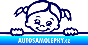 Samolepka Dítě v autě 030 levá malá slečna hlavička tmavě modrá