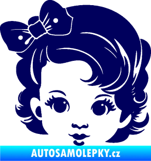 Samolepka Dítě v autě 110 levá holčička s mašlí tmavě modrá