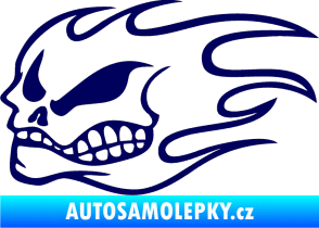 Samolepka Head - lebka - levá tmavě modrá