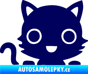 Samolepka Kočka 014 levá kočka v autě tmavě modrá