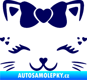 Samolepka Kočka 039 s mašličkou tmavě modrá