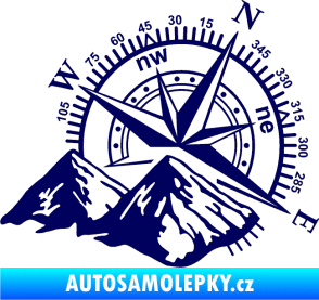 Samolepka Kompas 002 pravá hory tmavě modrá