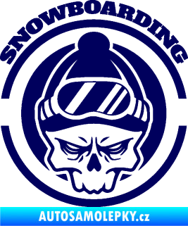 Samolepka Lebka snowboarding tmavě modrá