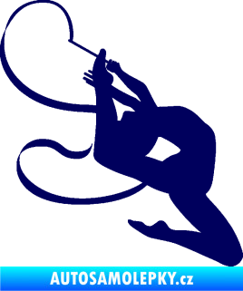 Samolepka Moderní gymnastika 001 pravá gymnastka se stuhou tmavě modrá