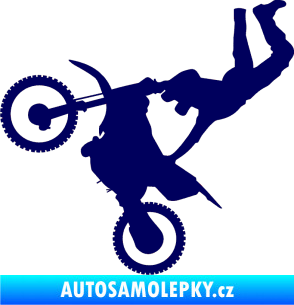 Samolepka Motorka 008 levá motokros freestyle tmavě modrá